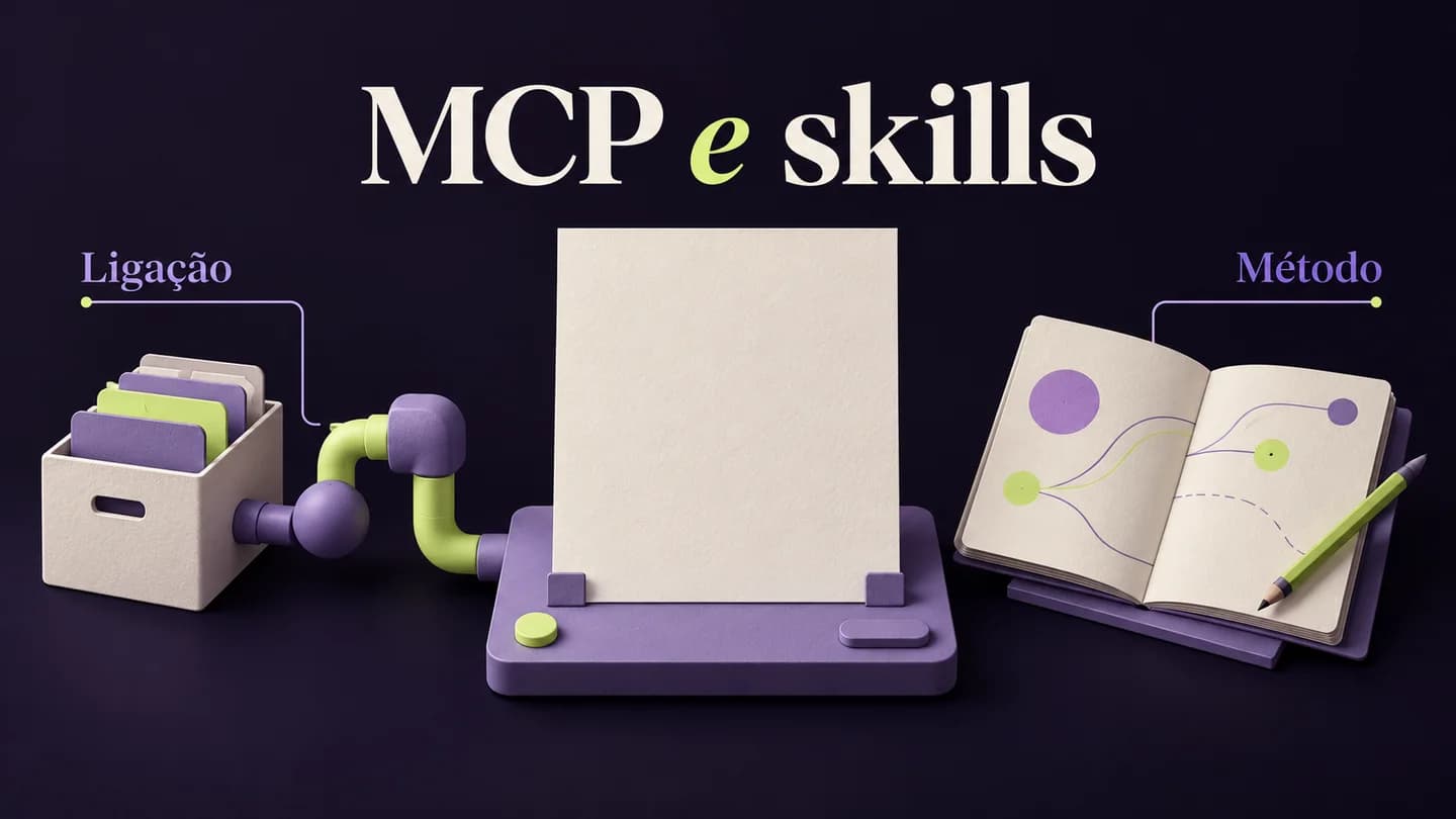 Ligação por MCP e método de uma skill apoiam a preparação de uma entrega. Ilustração conceptual gerada com IA.