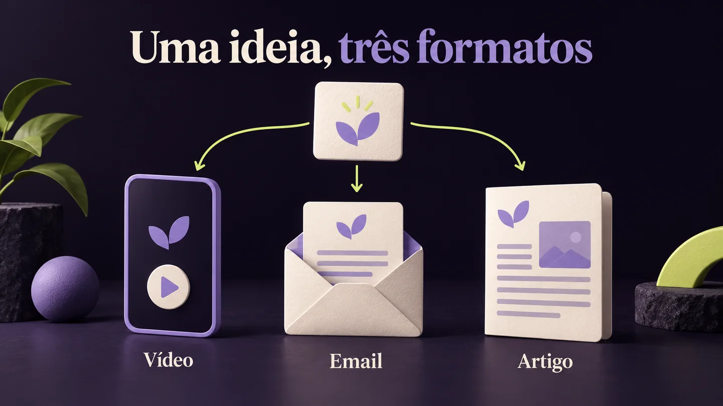 Uma ideia de origem adaptada a vídeo, email e artigo. Ilustração conceptual gerada com IA.