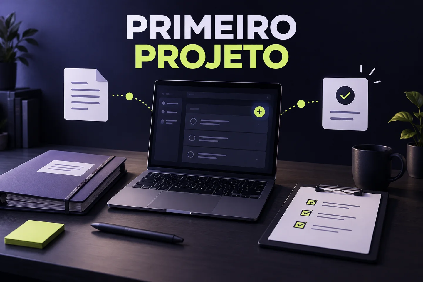 Ilustração gerada por IA: uma primeira aplicação conceptual acompanhada pelo briefing e por uma lista de verificação.